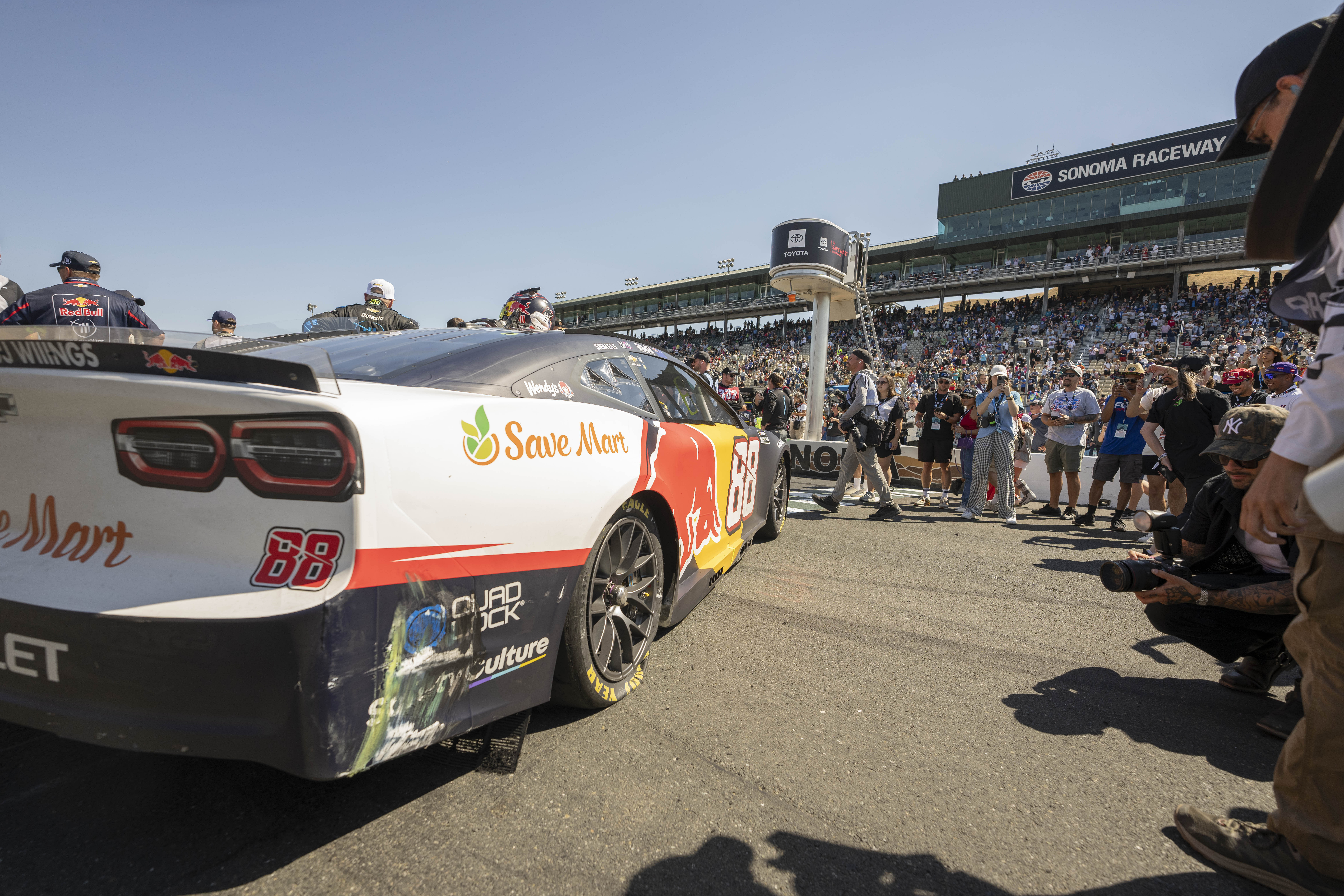 Sonoma, California, USA; General view of the vehicle belonging to NASCAR Cup Series driver Shane van Gisbergen (not pictured) after winning the NASCAR Toyota / Save Mart 350 at Sonoma Raceway - Source: Imagn